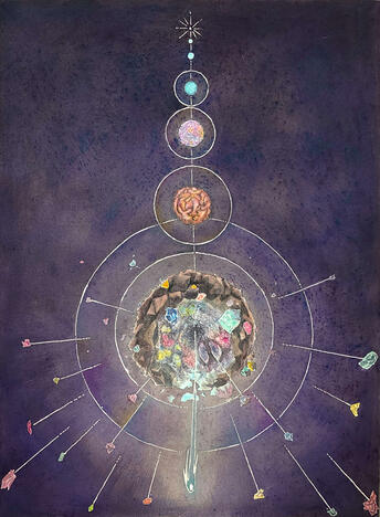 Giant's Treasures | Watercolor, ink, Watercolor paper | 22 x 36